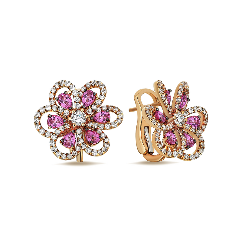 Gradiva Floral Elegance | Diamond Earrings | 18K Gold