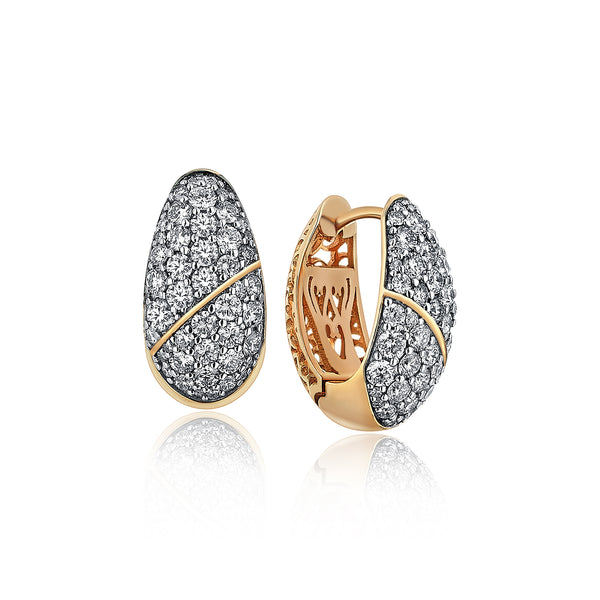 Gradiva Curved | Diamond Hoop Earrings | 14K Gold