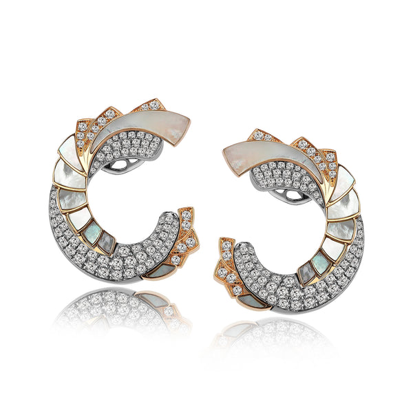 Gradiva Mother of Pearl | Diamond Earrings | 18K Gold