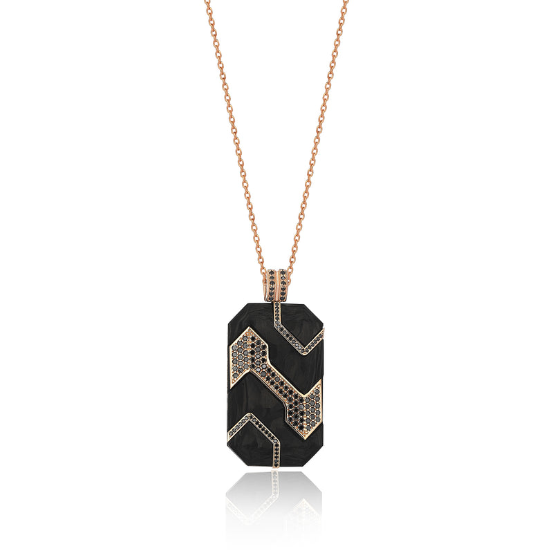 Gradiva Midnight Glory | Carbon Fiber Diamond Necklace | 14K Gold