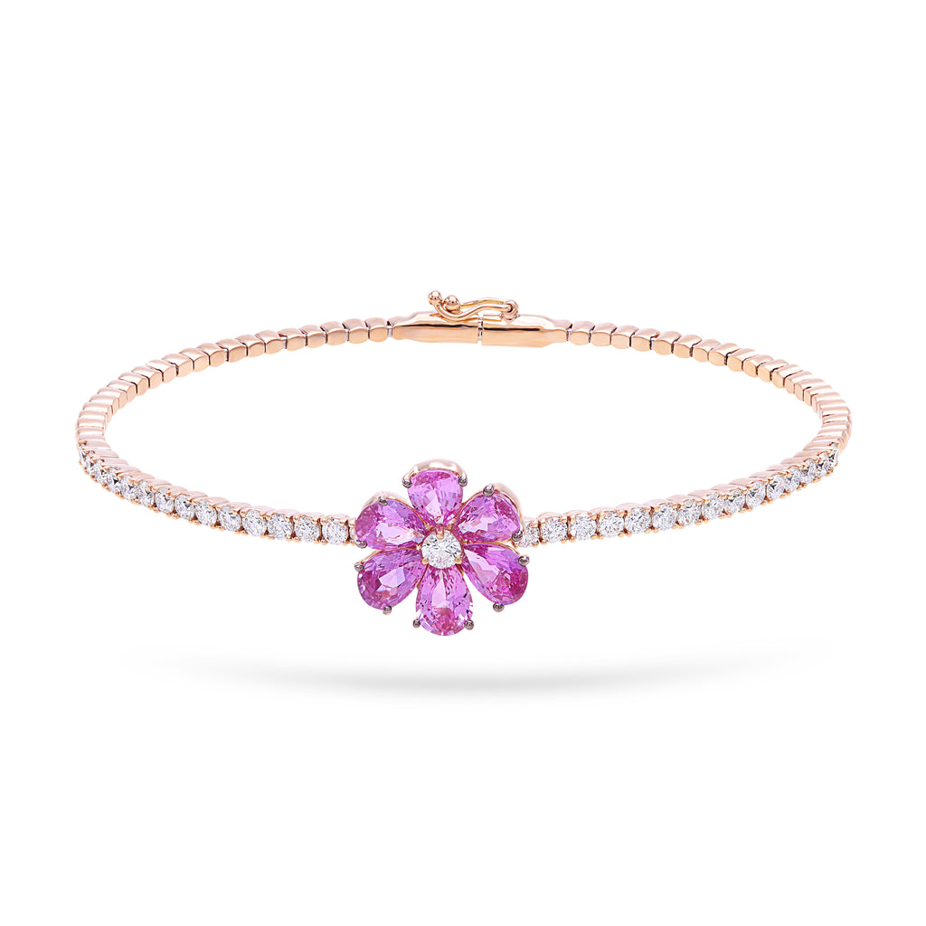 Cherry Blossoms in Japan Pink Sapphire & Diamond Necklace