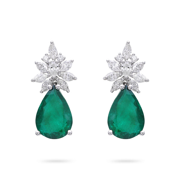 Gradiva Royal Emerald | Diamond Earrings | 18K Gold