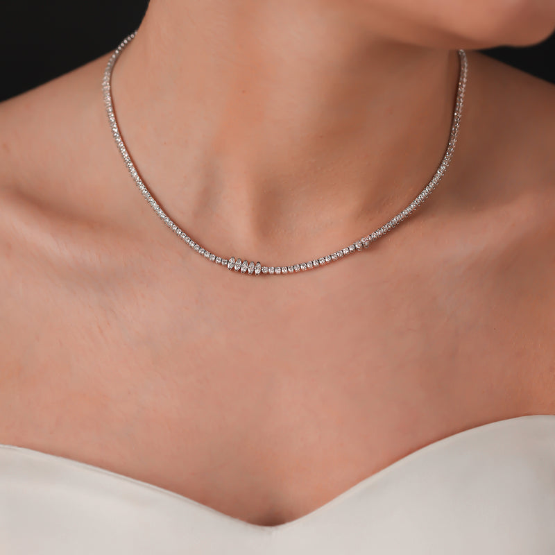 Thin Diamond Tennis Necklace – Alev Jewelry