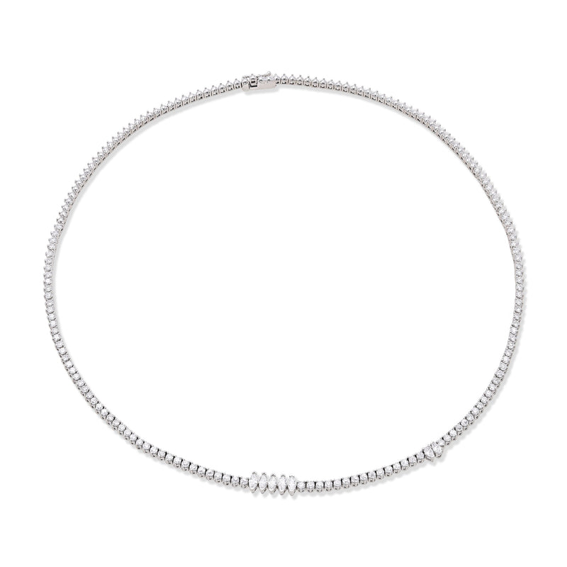 10.00ctw Graduated Diamond Tennis Necklace in 14kt White Gold Prong Set 16